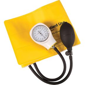 MABIS Disposable Arm Blood Pressure Cuff, Manual Sphygmomanometer, Single Use, Adult Size, Box of 5, Yellow