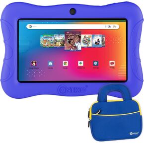 Contixo 7 inch Kids Tablet Bundle - Ages 3-7, Android Tablet and Kids Headphones, Toddler Tablet with 50+ Disney Storybooks & Stickers, 32GB ROM, Android 11, Learning Tablet for Kids, DKBlue