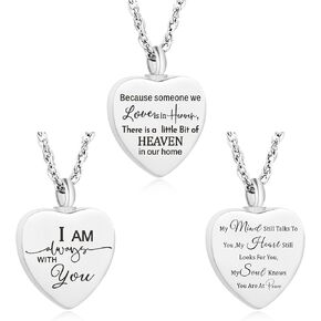 3 pcs Heart Urn Necklace for Ashes for Women Men Cremation Urns Memorial Pendant Necklace Ashes Holder Stainless steel Keepsake Necklace Cremation Jewelry