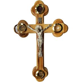 Cross Crucifix Orthodox 14 Station 4 Lens Olive Wood 7 Inch Jerusalem