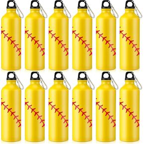 Uiifan 12 Pcs Softball Water Bottles Bulk Aluminum Inspirational Softball Gift Lightweight Bike Softball Bottle with Twist Cap Travel Sports Bottle Softball Accessories for Softball Lovers(20 oz)