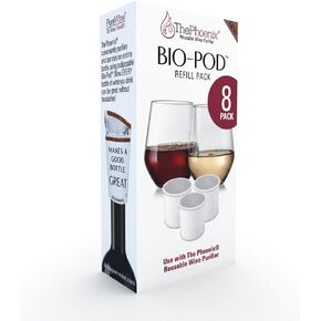 PureWine Phoenix Bio-Pods 8-Pack Refill for Wine Filter - Eco-Friendly, Portable, Reusable Wine Aerator - Histamine & Sulfite Filter & Purifier