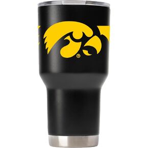 Gametime Sidekicks Iowa Hawkeye Black 30oz Tumbler - Officially Licensed, 18/8 Stainless Steel, Double-walled, Vacuum-insulated, UV LED Printed Logos, Sweatless, Stays Hot/Cold - 360 Wrap