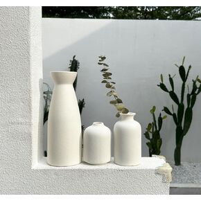 مزهريات سيراميك للزهور، [مجموعة مزهرية صغيرة مكونة من 3 قطع] [مزهرية سيراميك بيضاء] ديكور منزلي لمزرعة بوهو الحديثة، مناسب لغرفة المعيشة ورف المكتب وطاولة المكتب ورف الكتب وديكور المدخل in Kuwait
