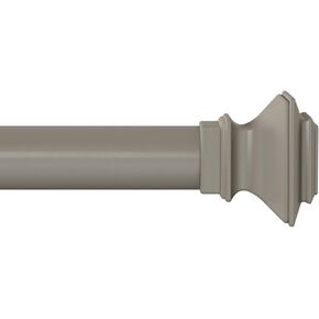 Lavish Home 1-Inch Curtain Rod Modern Square Finials & Hardware for Home Decor in Bedroom, Living Room & Kitchen, 66" - 120", Gray