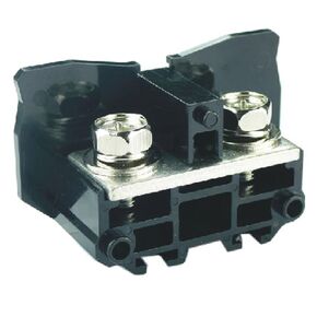 ASI ASI391007 UTD-100 NEMA Style Ring Lug Terminal Block, DIN Rail Mounted, 27 mm Wide, 4 to 1 AWG, 130 Amp, 600V, M8 Screw Size, Black (Pack of 10)