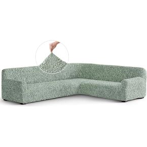 PAULATO BY GA.I.CO. Sectional Sofa Cover Stretch Corner Sofa Slipcover 1-Piece Cotton Couch Cover for Kids Soft Slip Cover Furniture Protector - Fuco Cotton Collection - Cream