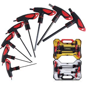 Lichamp T Handle Allen Wrench Set Metric, 8 Piece Standard Thandle Tee Handle Allen Hex Key Set Metric, 2-10mm, Long Handle Heavy Duty Excellent Set