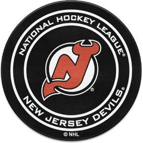 سجادة FANMATS 10416 New Jersey Devils Hockey Puck - 27 بوصة. القطر، تصميم قرص الهوكي، سجادة مميزة لمشجعي الرياضة