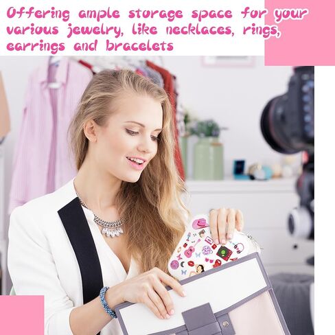 8 قطع من Kajaia صندوق مجوهرات محمول للمغنيين من البولي يوريثان، حافظة مجوهرات للسفر، صناديق هدايا صغيرة لمحبي الموسيقى، منظم السفر للمجوهرات للنساء والفتيات المراهقات والأصدقاء، هدايا عيد الميلاد، أبيض in Kuwait