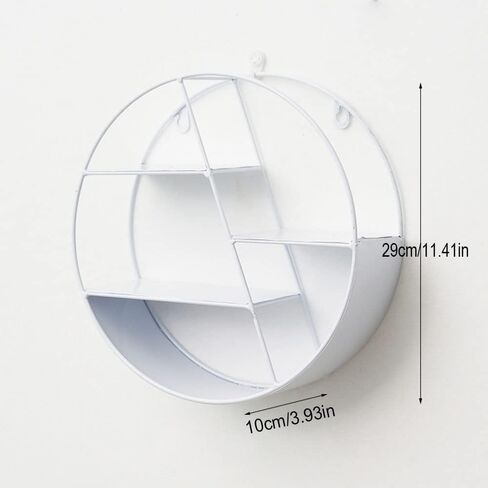 Floating Round Shelves, Geometric Wall Shelf,Metal Storage Shelves for Home Decor,Wall Decoration Storage Shelf and Wall Mount Display Rack Black and White (White) in Saudi Arabia