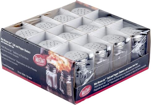 Tablecraft Mini Mason Salt & Pepper Shaker with Stainless Steel Top, 12 per Pack, 1.5 oz in Saudi Arabia