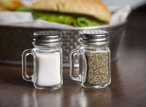 Tablecraft Mini Mason Salt & Pepper Shaker with Stainless Steel Top, 12 per Pack, 1.5 oz in Saudi Arabia