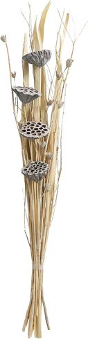 Deco 79 Dried Plant Lotus Flower Handmade Natural Foliage Tall Bouquet with Grass and Branch Accents, 9" x 6" x 40", Gray in Saudi Arabia