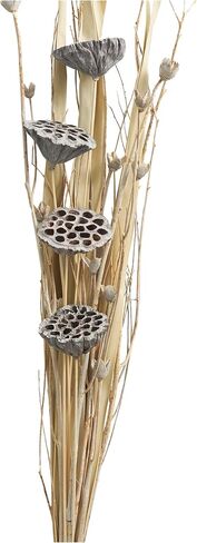 Deco 79 Dried Plant Lotus Flower Handmade Natural Foliage Tall Bouquet with Grass and Branch Accents, 9" x 6" x 40", Gray in Saudi Arabia