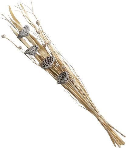 Deco 79 Dried Plant Lotus Flower Handmade Natural Foliage Tall Bouquet with Grass and Branch Accents, 9" x 6" x 40", Gray in Saudi Arabia