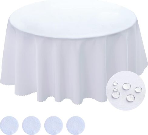 BYDOLL Table Cloth 30 Inch Round Tablecloth White Washable Outdoor Winkle and Stain Resistant Spillproof Polyester Tablecloth for Round Tables Festival Camping Picnic Wedding Party Table Cover in Saudi Arabia