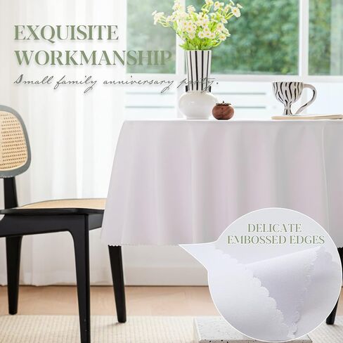 BYDOLL Table Cloth 30 Inch Round Tablecloth White Washable Outdoor Winkle and Stain Resistant Spillproof Polyester Tablecloth for Round Tables Festival Camping Picnic Wedding Party Table Cover in Saudi Arabia