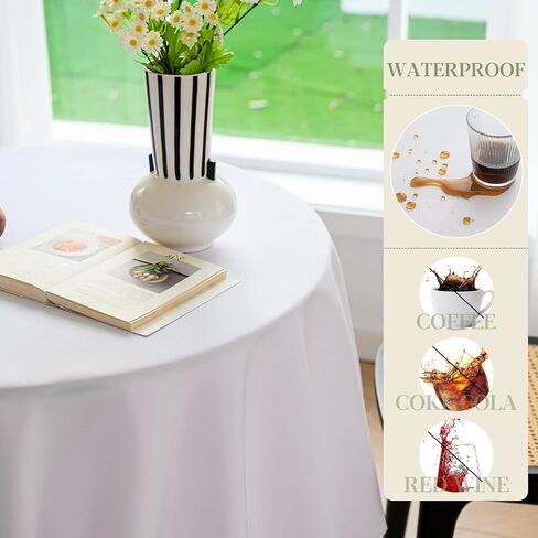 BYDOLL Table Cloth 30 Inch Round Tablecloth White Washable Outdoor Winkle and Stain Resistant Spillproof Polyester Tablecloth for Round Tables Festival Camping Picnic Wedding Party Table Cover in Saudi Arabia
