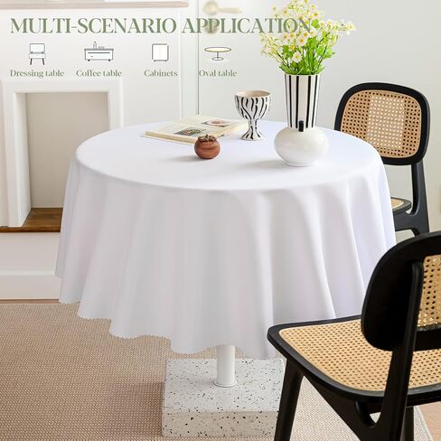BYDOLL Table Cloth 30 Inch Round Tablecloth White Washable Outdoor Winkle and Stain Resistant Spillproof Polyester Tablecloth for Round Tables Festival Camping Picnic Wedding Party Table Cover in Saudi Arabia
