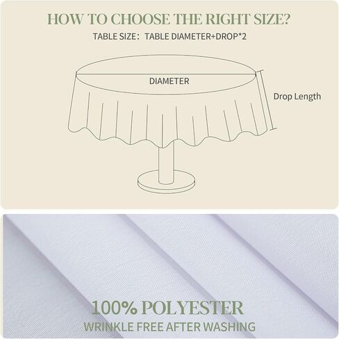 BYDOLL Table Cloth 30 Inch Round Tablecloth White Washable Outdoor Winkle and Stain Resistant Spillproof Polyester Tablecloth for Round Tables Festival Camping Picnic Wedding Party Table Cover in Saudi Arabia