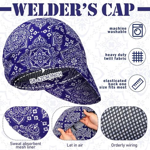 Mepase 4 Pcs Welding Caps Welding Beanie Hats Bulk for Men Women Welder's Cap Welding Helmet Liners Welding Accessories Tool(Chic Colors, Chic Style, Chic Style) in Saudi Arabia