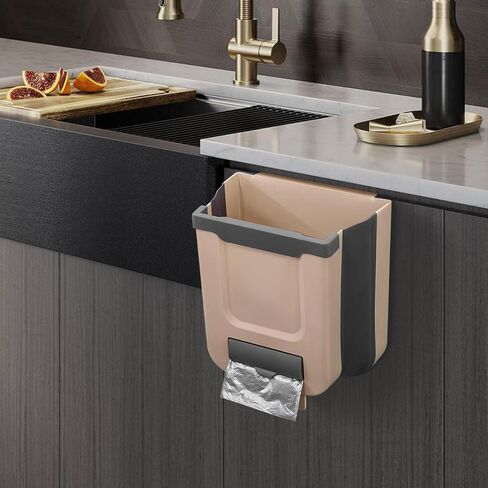 Collapsible Kitchen Trash Can for Counter Top or Under Sink,Plastic Indoor Compost Bin,2.6 Gallon for Cabinet/Car Trash Can with Lid in Saudi Arabia