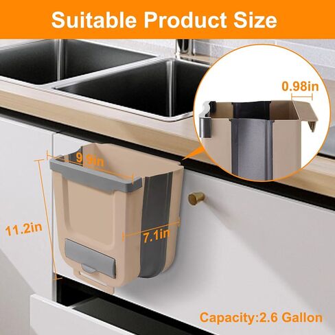 Collapsible Kitchen Trash Can for Counter Top or Under Sink,Plastic Indoor Compost Bin,2.6 Gallon for Cabinet/Car Trash Can with Lid in Saudi Arabia