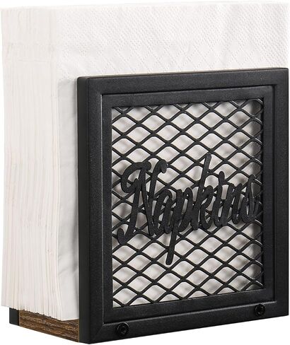 Napkin Holder for Table, Rustic Metal Standing Napkin Holder Dispenser with Wood Base, Farmhouse Napkin Holders for Paper Napkins, Napkin Holders for Kitchen, Dining, Cocktail, Picnic, Outdoor in Saudi Arabia