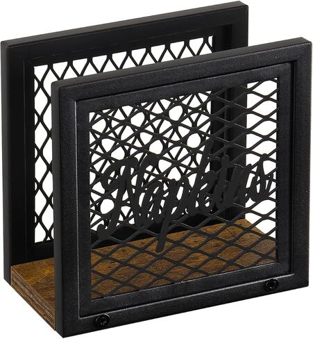 Napkin Holder for Table, Rustic Metal Standing Napkin Holder Dispenser with Wood Base, Farmhouse Napkin Holders for Paper Napkins, Napkin Holders for Kitchen, Dining, Cocktail, Picnic, Outdoor in Saudi Arabia