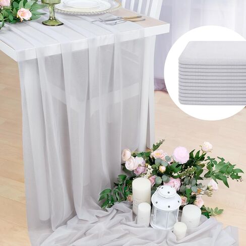 Babenest 5pcs Dusty Rose Gauze Table Runners, 13ft Boho Rustic Chiffon Like Sheer Runner, 31x160 Inches Long Tulle Fabric for Bridal Baby Shower, Wedding, Party, Christmas Decorations in Saudi Arabia