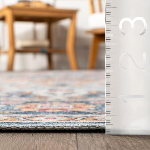 سجادة NuLOOM Emi Medallion 2x8 مقاومة للانسكاب وقابلة للغسل في الغسالة لغرفة المعيشة وغرفة النوم وغرفة الطعام والمدخل، أزرق متعدد الألوان in Saudi Arabia