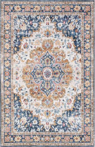 سجادة NuLOOM Emi Medallion 2x8 مقاومة للانسكاب وقابلة للغسل في الغسالة لغرفة المعيشة وغرفة النوم وغرفة الطعام والمدخل، أزرق متعدد الألوان in Saudi Arabia