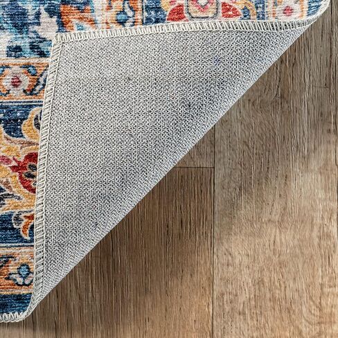 سجادة NuLOOM Emi Medallion 2x8 مقاومة للانسكاب وقابلة للغسل في الغسالة لغرفة المعيشة وغرفة النوم وغرفة الطعام والمدخل، أزرق متعدد الألوان in Saudi Arabia