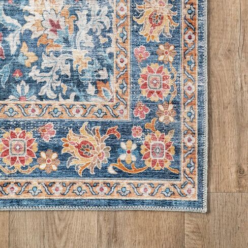 سجادة NuLOOM Emi Medallion 2x8 مقاومة للانسكاب وقابلة للغسل في الغسالة لغرفة المعيشة وغرفة النوم وغرفة الطعام والمدخل، أزرق متعدد الألوان in Saudi Arabia