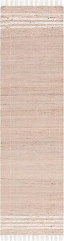 سجادة SAFAVIEH Natura Collection - 2'3" x 9'، طبيعية وعاجية، مصنوعة يدويًا من الجوت والصوف الساحلي لمزرعة بوهو، مثالية للمناطق ذات حركة المرور العالية في غرفة المعيشة وغرفة النوم (NAT872A) in Kuwait