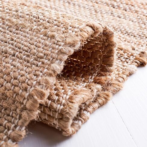 سجادة SAFAVIEH Natura Collection - 2'3" x 9'، طبيعية وعاجية، مصنوعة يدويًا من الجوت والصوف الساحلي لمزرعة بوهو، مثالية للمناطق ذات حركة المرور العالية في غرفة المعيشة وغرفة النوم (NAT872A) in Kuwait