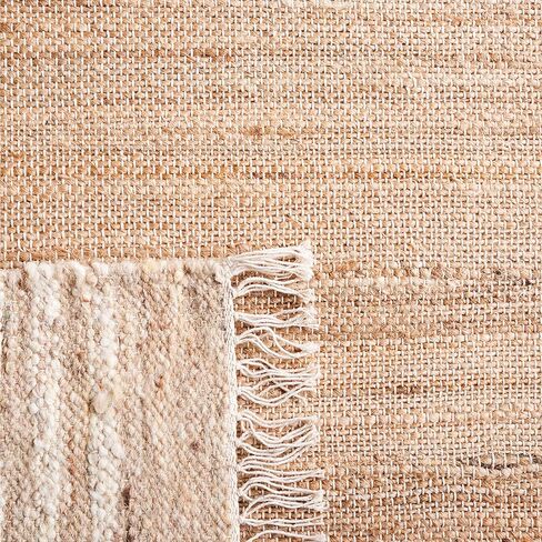 سجادة SAFAVIEH Natura Collection - 2'3" x 9'، طبيعية وعاجية، مصنوعة يدويًا من الجوت والصوف الساحلي لمزرعة بوهو، مثالية للمناطق ذات حركة المرور العالية في غرفة المعيشة وغرفة النوم (NAT872A) in Kuwait