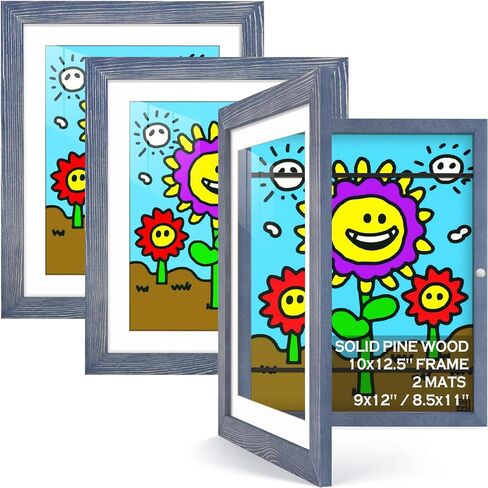 tiblue 2 حزم إطارات فنية للأطفال للأطفال عرض فني لإطارات الأعمال الفنية للأطفال عرض الأعمال الفنية 9x12 أو 8.5x11 مع حصيرة، 10x12.5 بدون حصيرة إطار فني للأطفال فتحة أمامية تحمل 50 - أفقي وعمودي in Kuwait