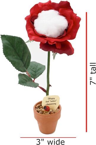 1st Year Paper Wedding Anniversary Tradition- 7" Potted Paper Rose Flower - Traditional Paper Gifts for First Wedding in Saudi Arabia