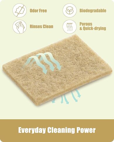 وسادات تنظيف طبيعية مكونة من 6 قطع - وسادات تنظيف سيزال مضادة للخدش للأطباق، أدوات تنظيف مطبخ من ألياف جوز الهند صديقة للبيئة للمقالي والأواني، قابلة للتحلل البيولوجي in Kuwait