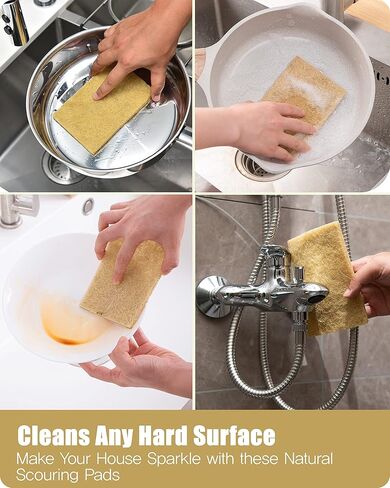 وسادات تنظيف طبيعية مكونة من 6 قطع - وسادات تنظيف سيزال مضادة للخدش للأطباق، أدوات تنظيف مطبخ من ألياف جوز الهند صديقة للبيئة للمقالي والأواني، قابلة للتحلل البيولوجي in Kuwait