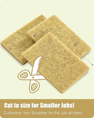 وسادات تنظيف طبيعية مكونة من 6 قطع - وسادات تنظيف سيزال مضادة للخدش للأطباق، أدوات تنظيف مطبخ من ألياف جوز الهند صديقة للبيئة للمقالي والأواني، قابلة للتحلل البيولوجي in Kuwait