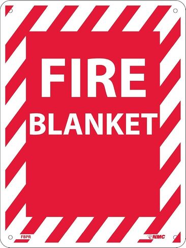 NMC FBPR FIRE Blanket Sign - 9 in. x 12 in. Rigid Plastic Fire Safety Sign with White Text on Red Base in Saudi Arabia