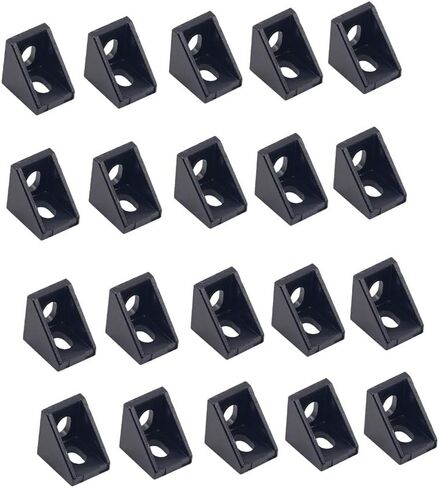 20PCS Black Aluminum 2 Holes 2020 Corner Bracket Right Angle 20x20x17mm L Connector for AM8 3D Printer BLV MGN Cube 3D Printer 20 Series Aluminum Extrusions Profiles Frame with 6mm Slot (Black) in Saudi Arabia