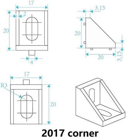 20PCS Black Aluminum 2 Holes 2020 Corner Bracket Right Angle 20x20x17mm L Connector for AM8 3D Printer BLV MGN Cube 3D Printer 20 Series Aluminum Extrusions Profiles Frame with 6mm Slot (Black) in Saudi Arabia