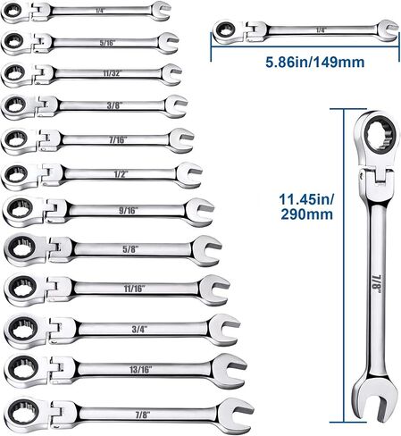 TR TOOLROCK 8pcs Flex-Head Ratcheting Wrench Set, SAE, Chrome Vanadium Steel, 72-Teeth Construction with Organizer Bag, 5/16" 3/8" 7/16" 1/2" 9/16" 5/8" 11/16" 3/4" in Saudi Arabia