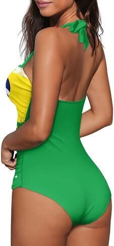 Women One Piece Swimwear Halter Tummy Control Vintage Retro Swimsuit Ruched Push Up Bathing Suit Size S-XXL in Saudi Arabia