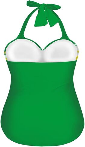 Women One Piece Swimwear Halter Tummy Control Vintage Retro Swimsuit Ruched Push Up Bathing Suit Size S-XXL in Saudi Arabia
