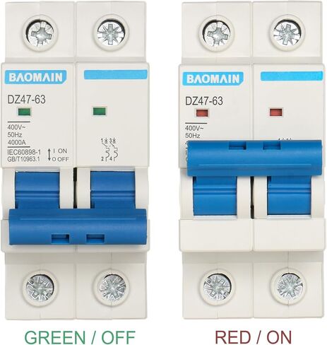 Baomain Miniature Circuit Breaker 2 Pole DZ47-63 C10 AC 230V 10Amp 400V DIN Rail Mounting MCB 2P (10 Amp) in Saudi Arabia